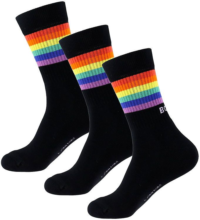 Björn Borg Strømper - 3-pak - Crew - Sort m. Regnbue