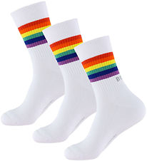 Björn Borg Strømper - 3-pak - Crew - Hvid m. Regnbue