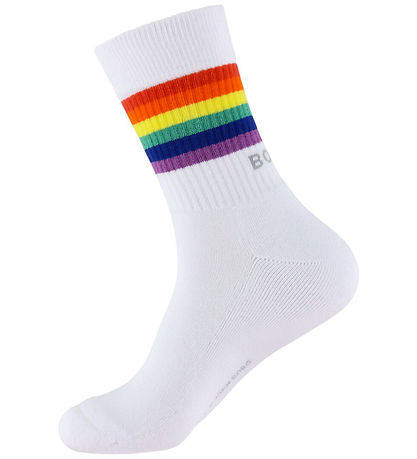 Björn Borg Strømper - 3-pak - Crew - Hvid m. Regnbue