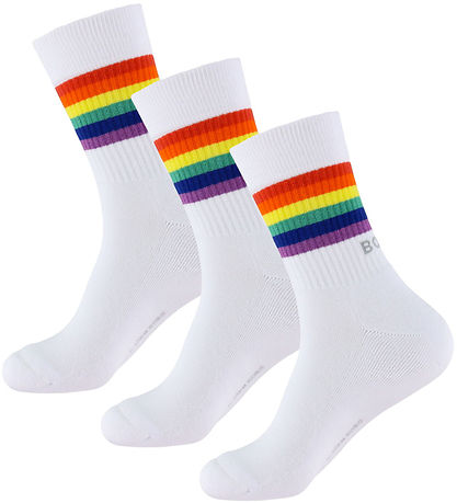 Björn Borg Strømper - 3-pak - Crew - Hvid m. Regnbue
