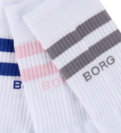 Björn Borg Strømper - 3-pak - Crew - Hvid m. Striber