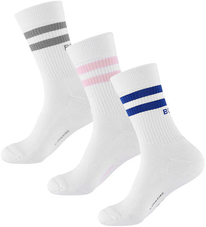 Björn Borg Strømper - 3-pak - Crew - Hvid m. Striber