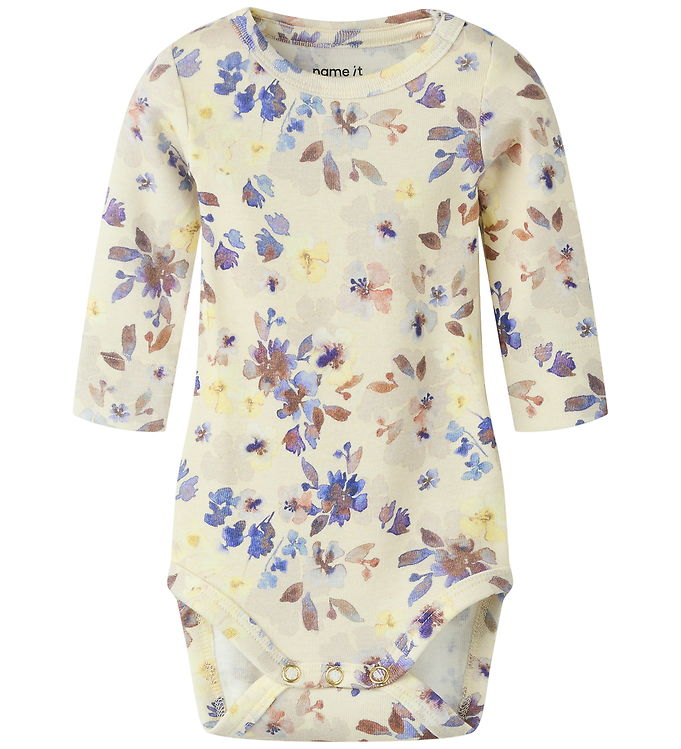 Name It NbfFlora - Baby Body med lange ærmer - Gul/Lilla - 50