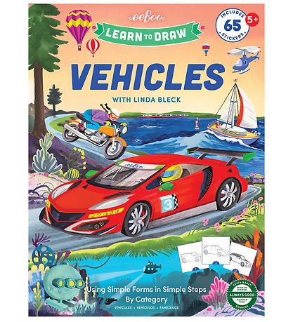 Eeboo Malebog - Lær at tegne - Køretøjer