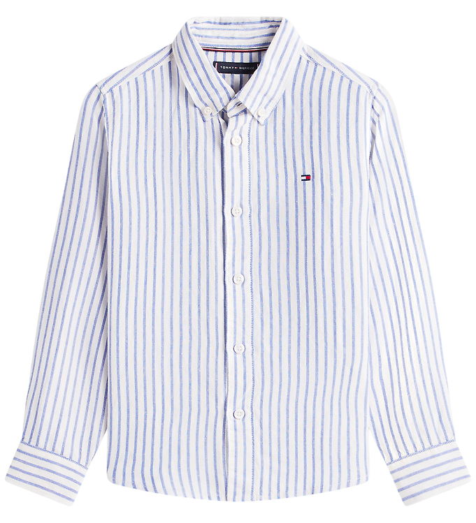 Tommy Hilfiger Skjorte - Hør/Viskose - Empire Blue Stripe