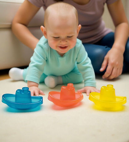 Playgro Baby Skibe - 3 stk - Blå/Gul/Orange