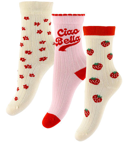 Minipop Strømper - Rib - Bambus - 3-pak - Cherry Tomato