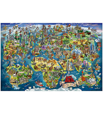 Ravensburger Puslespil - 5000 Brikker - Illustrated World Map