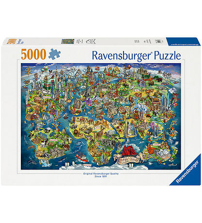 Ravensburger Puslespil - 5000 Brikker - Illustrated World Map