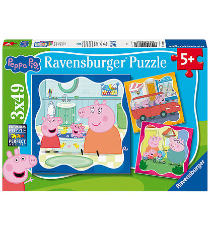 Ravensburger Puslespil - 3x49 Brikker - Peppa Pig Family First