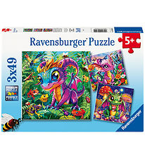Ravensburger Puslespil - 3x49 Brikker - Baby Garden Dragons