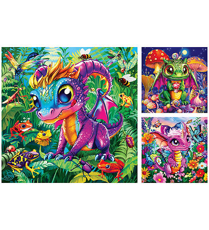 Ravensburger Puslespil - 3x49 Brikker - Baby Garden Dragons