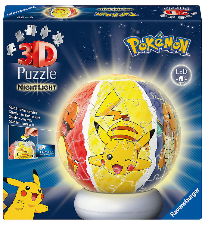 Ravensburger Puslespil/Natlampe - 73 Brikker - Nightlight Pokém