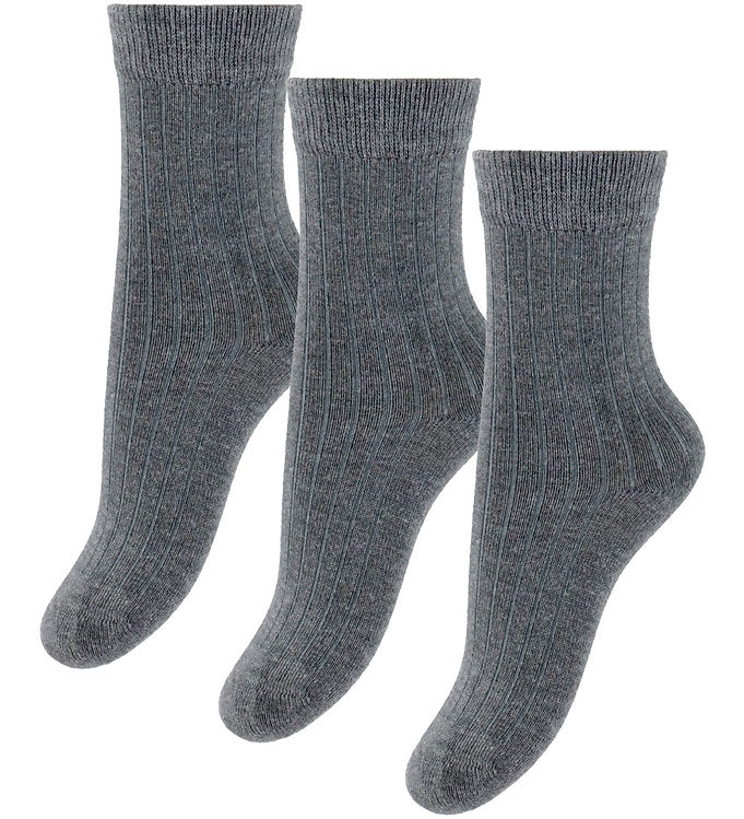 Minipop Strømper - Rib - Bambus - Noos - 3-pak - Gray Mel