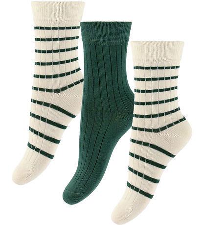 Minipop Strømper - Rib - Bambus - Noos - 3-pak - Emerald Green