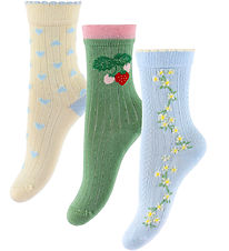 Minipop Socks - Rib - Bamboo - 3-Pack - Clear Sky