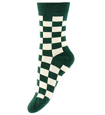 Minipop Strømper - Bambus - Emerald Green/Off White