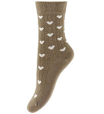 Minipop Strømper - Rib - Bambus - Chocolade Brown/Off White