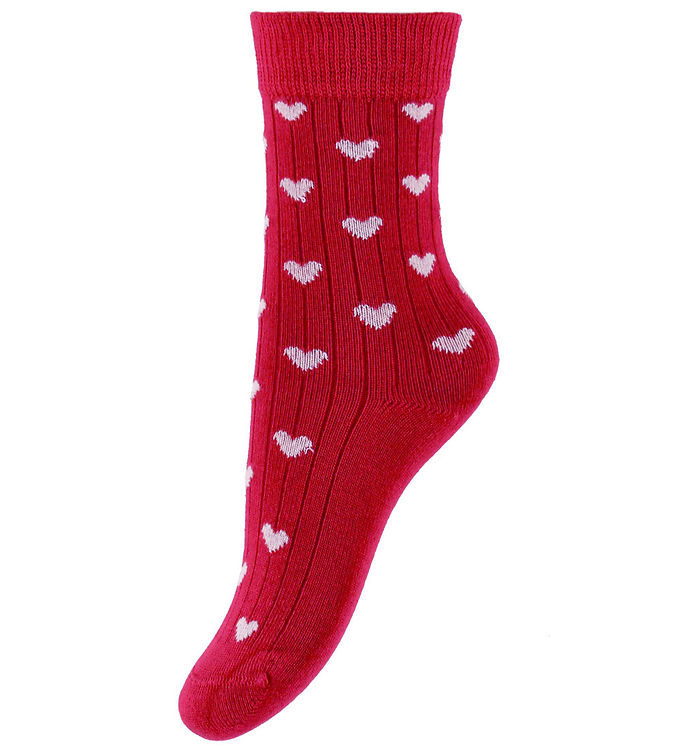 Minipop Strømper - Rib - Bambus - Chili Pepper/Off White