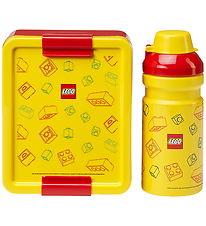 LEGO® Storage Madkasse/Drikkedunk - Brick Art Line - Rød/Gul