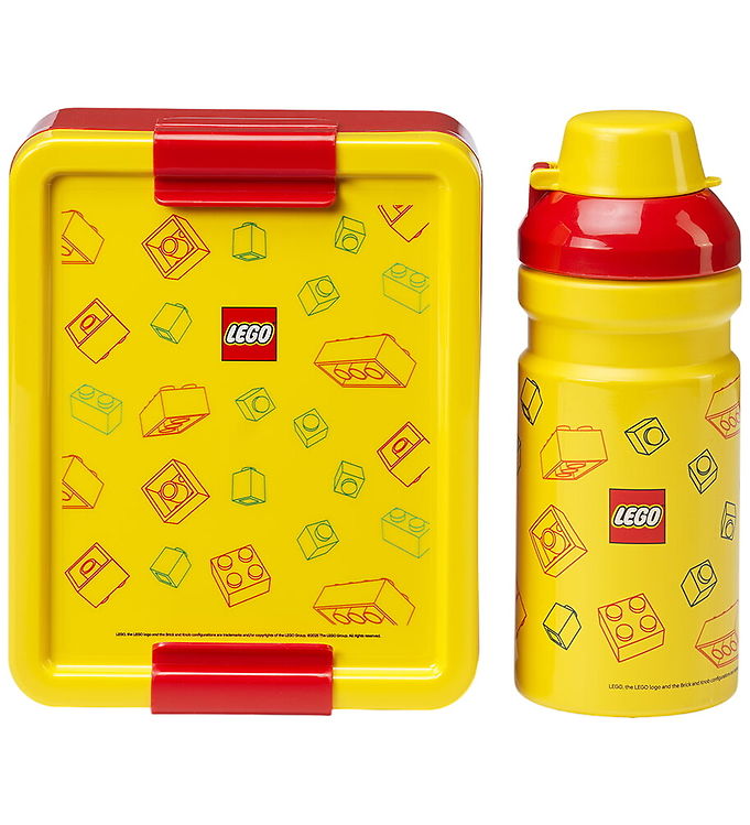 LEGO ® Storage Madkasse/Drikkedunk - Brick Art Line - Rød/Gul
