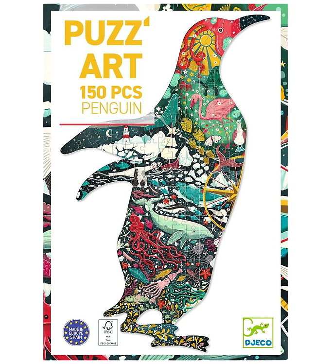 Djeco Puslespil - 150 Brikker - Puzz'art Pingvin