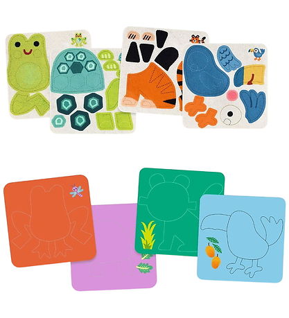 Djeco Kreasæt - Collage Filt - Søde Dyr