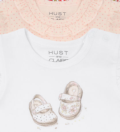 Hust and Claire Body k/æ - 3-pak - Bella - Hvid/Rosa m. Blomster