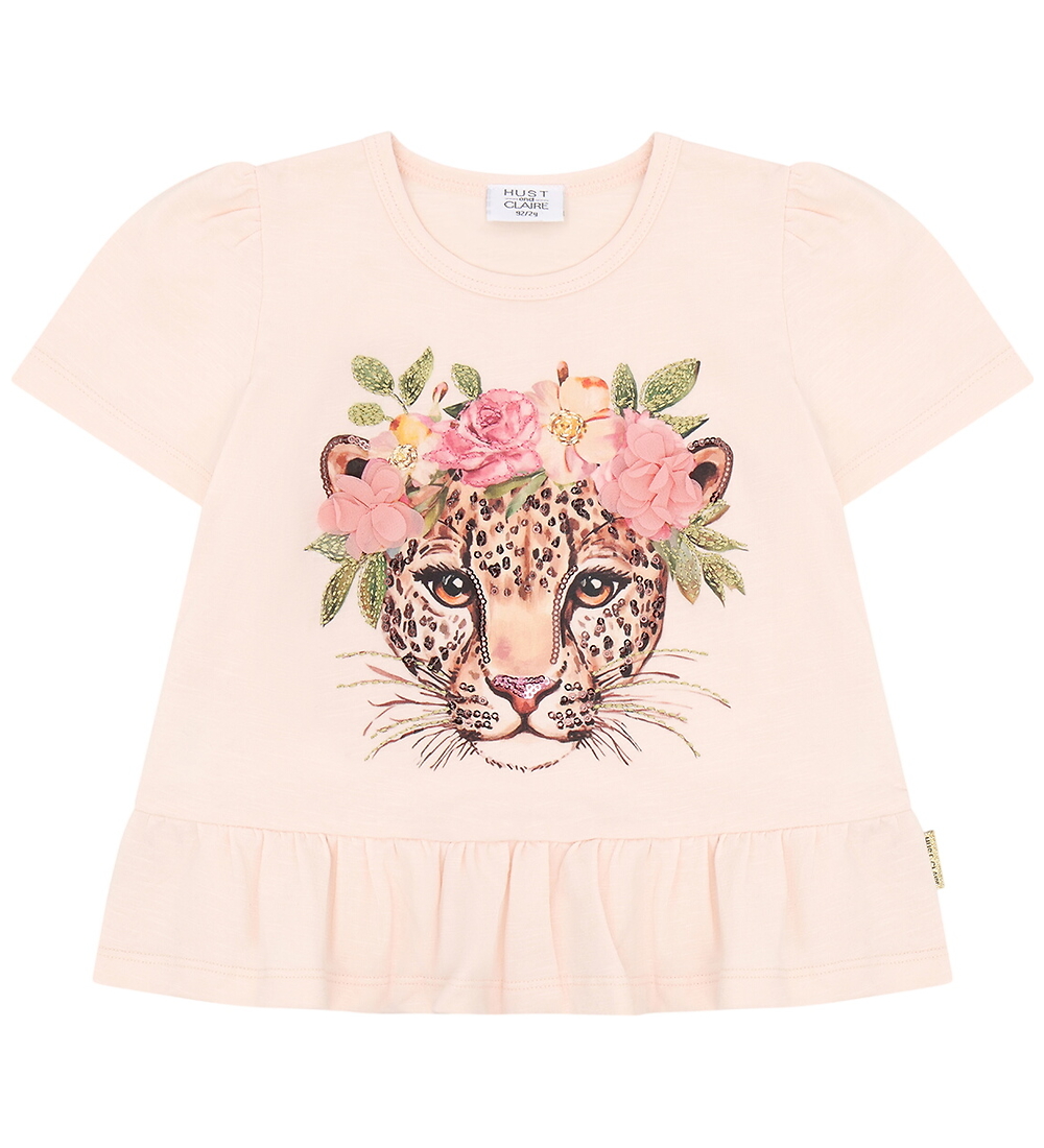 Hust and Claire T-Shirt - Alma - Kwarts m. Leopard - Hust and Claire - 4 jaar (104) - T-Shirts