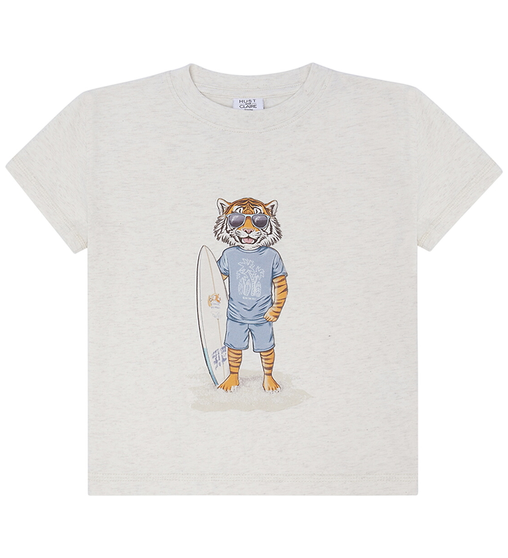 Hust and Claire T-Shirt – Arthur – Whisper Melange m. Tiger - Hust and Claire - 8 Jahre (128) - T-Shirts