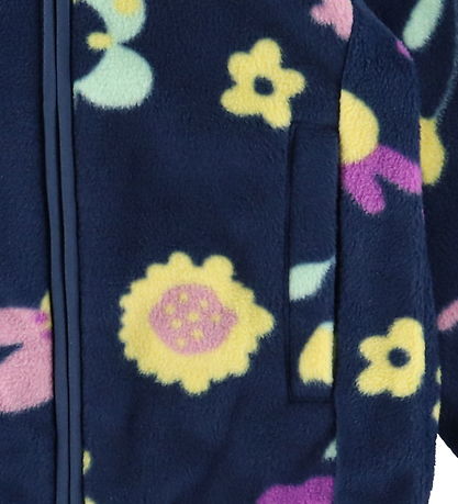 Name It Fleecejakke - NmfMeeko - Indigo Blue m. Blomster