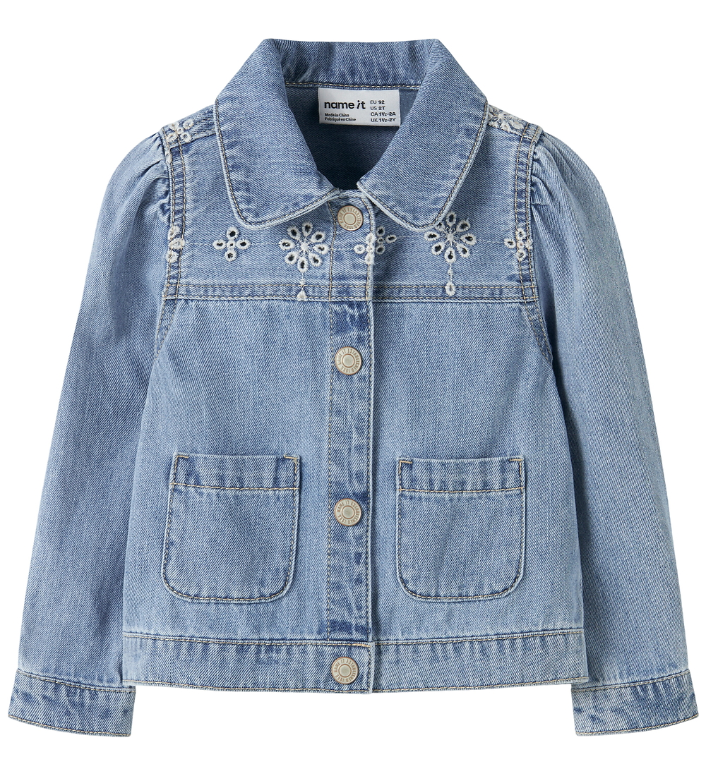 Name It Jeansjacke - NmfHarper - Light Blue Denim/Anglaise - Name It - 2 Jahre (92) - Denimjacken
