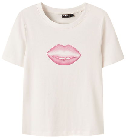 LMTD T-shirt - NlfHips - White Alyssum/W Pink A Boo