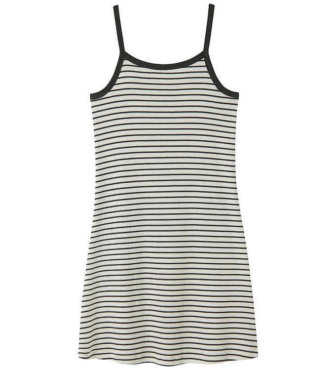 LMTD Kjole - Rib - NlfHinaja - White Alyssum/w.Pirate Black