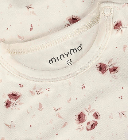 Minymo Body l/æ - Viskose - Peach Whip m. Blomster