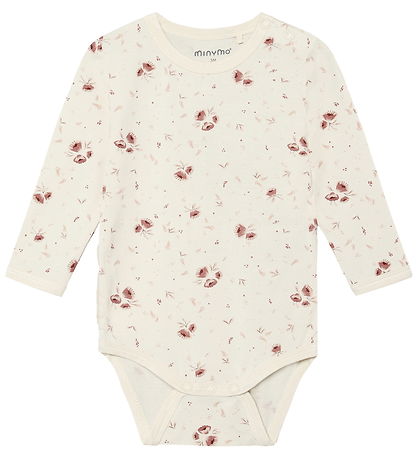 Minymo Body l/æ - Viskose - Peach Whip m. Blomster