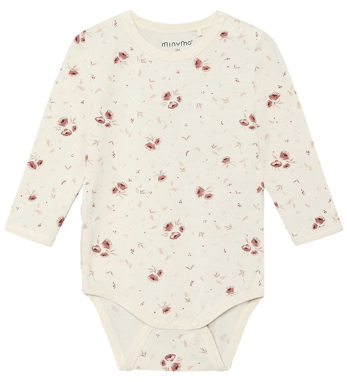 Minymo Body l/æ - Viskose - Peach Whip m. Blomster
