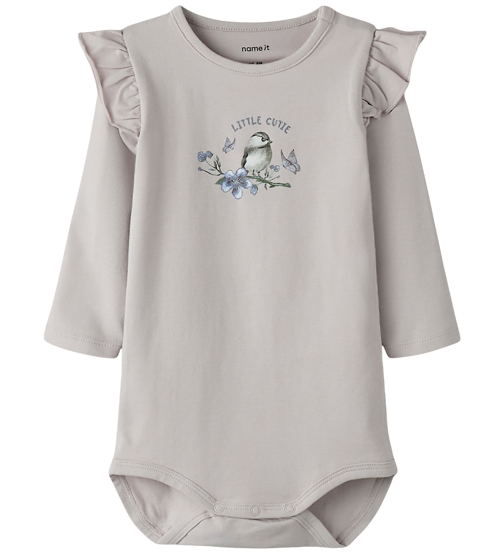 Name It Body l/ä - NbfBirdy - Lilac Marble m. Glitzer - Name It - 68 - Body L/Ä