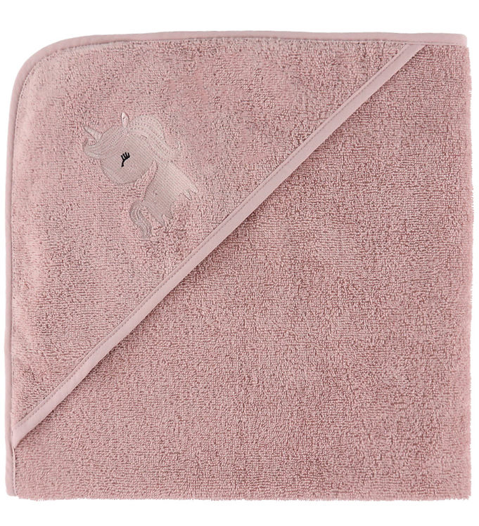 Nørgaard Madsens Babyhåndklæde – 75×75 cm – Pale Mauve m. Enhjør