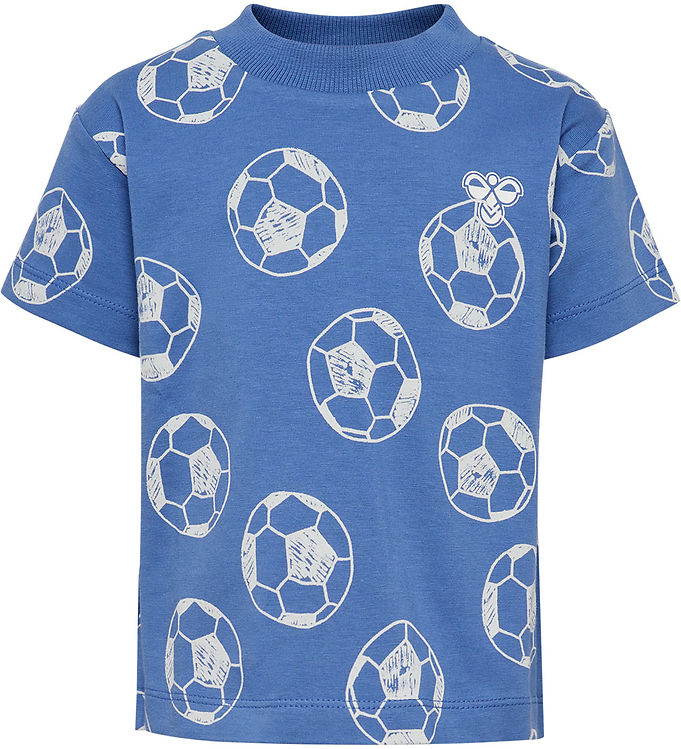 Hummel T-shirt - Dutch Blue m. Fodbolde billede
