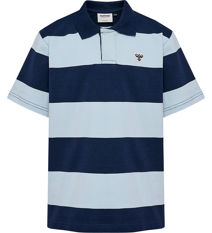 Hummel Polo - Dress Blues/Lyseblåstribet