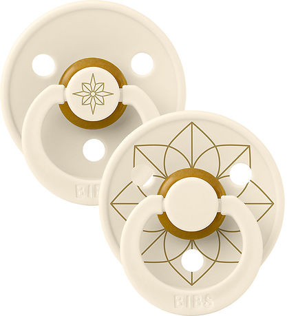 BIBS Colour Sutter - Str. 2 - Rund - 2-pak - Ivory/ Gold