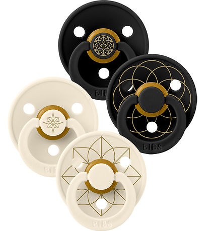 Bibs Colour Sutter - Str. 2 - 4-pak - Rund - Ivory/ Black/ Gold