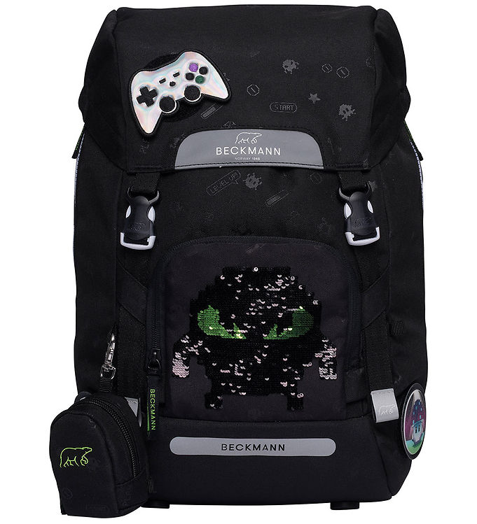 Beckmann Skoletaske - Classic Maxi - Pixel/Sort