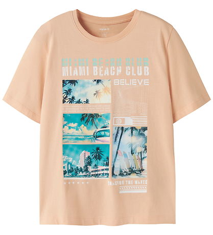 Name It T-shirt - NkmVoto - Peach Fuzz/Surf