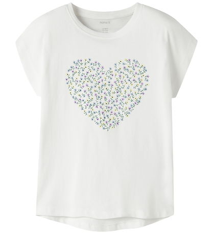 Name It T-shirt - NkfVigea - Bright White/Flower Heart