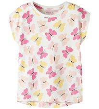 Name it T-shirt - NmfVigga - Bright White/Pink Butterfly