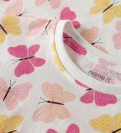 Name it T-shirt - NmfVigga - Bright White/Pink Butterfly
