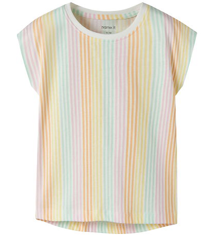 Name it T-shirt - NmfVigga - Bright White/Cool Stripe