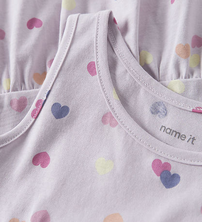 Name it Kjole - NmfVigga - Lavender Fog/Colorful Hearts